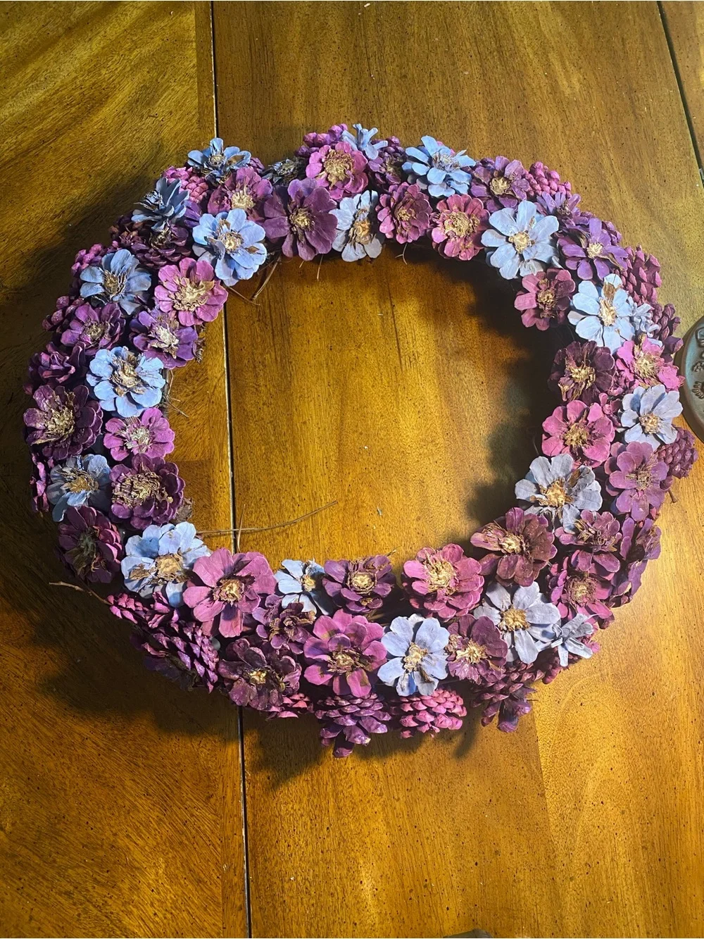 Purple Floral 20” Pinecone Spring/Summer Door Wreath